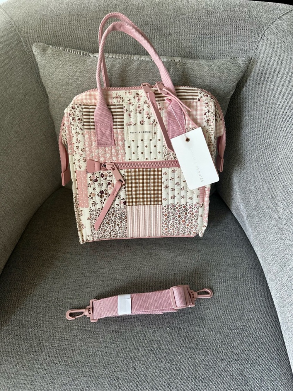 The Lunch Bag in Spring Patchwork - Poppy and Peonies